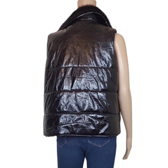 Steve Madden Distressed Faux Fur Puffer vest - Picture 4 of 7